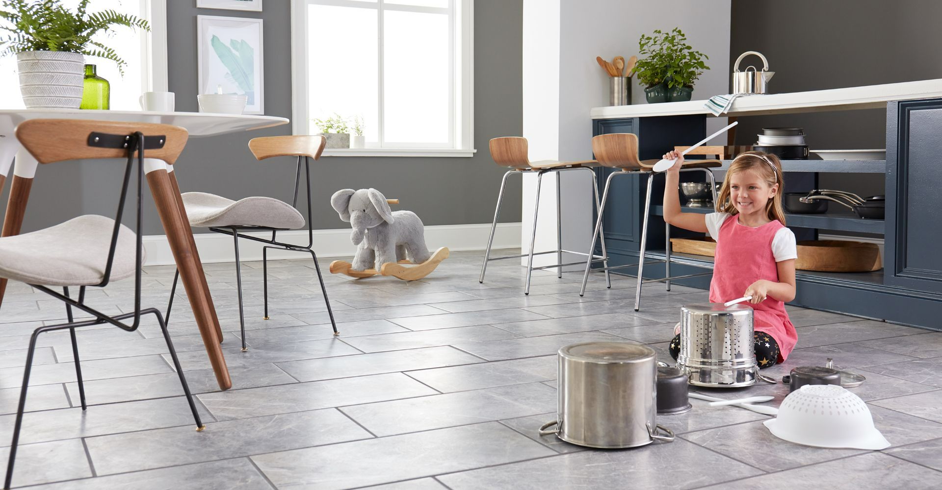 Little girl playing on Yorkton waterproof floor